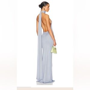 NWT HELSA Novie Maxi Knit Dress light blue high neck low back sexy dress SMALL